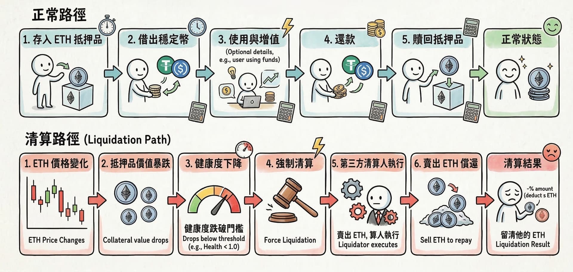 超額抵押與清算流程圖